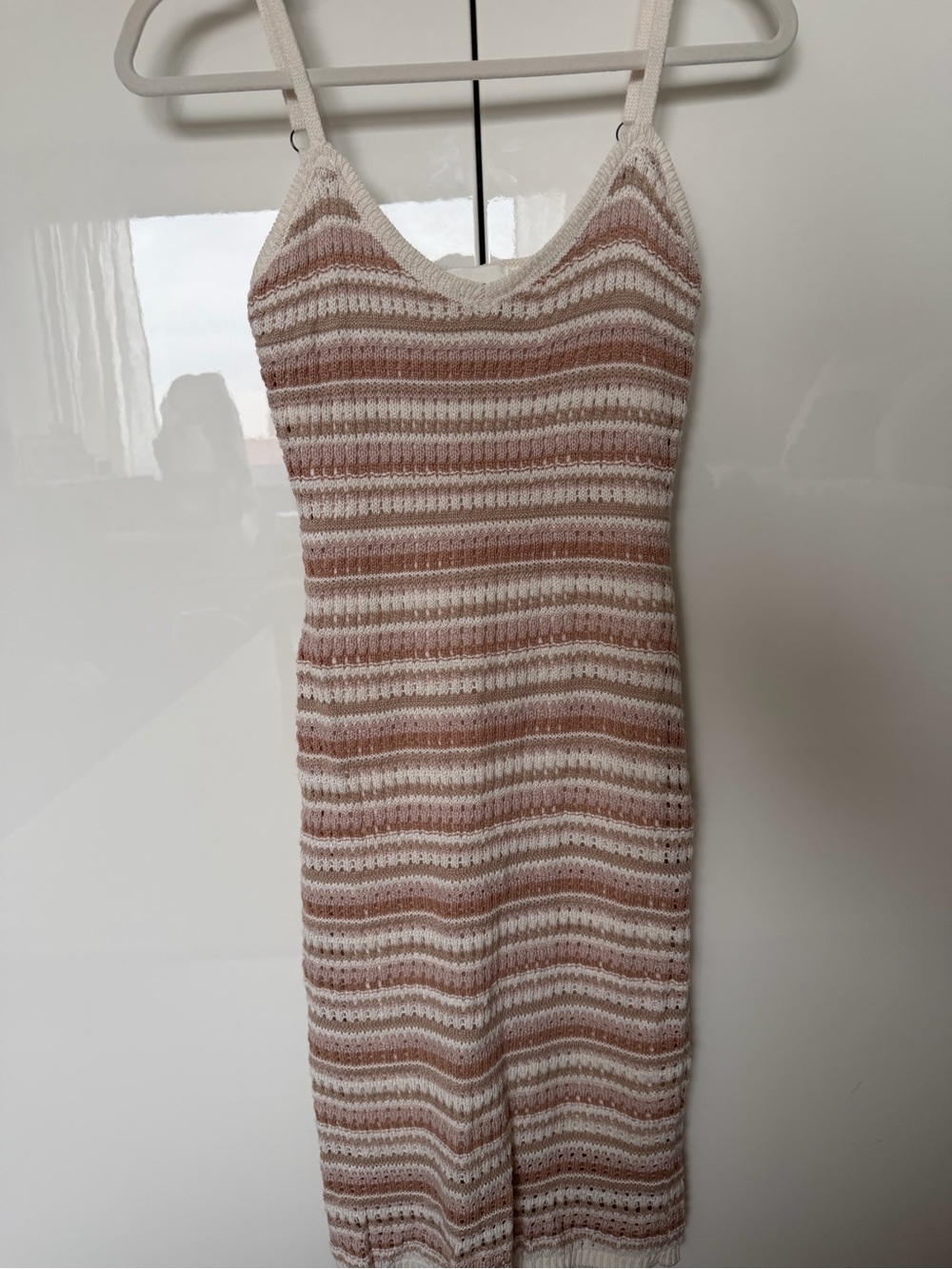 Olive & Oak Cream and Blush Striped Knit Midi Dress
